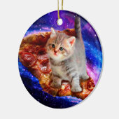 Katten in ruimtepizza keramisch ornament (Links)