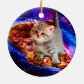 Katten in ruimtepizza keramisch ornament (Achterkant)