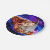 Katten in ruimtepizza papieren bordje (Gekanteld)