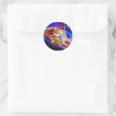 Katten in ruimtepizza ronde sticker (Tas)