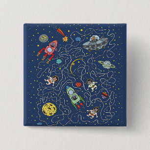 Katten in ruimteteknop vierkante button 5,1 cm