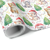 Katten in Santa Hats Kerstcadeau Verpakkingspapier Cadeaupapier (Rol Hoek)
