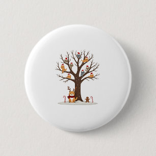 Katten in sneeuw boom winter kerstmis kerstmuts X- Ronde Button 5,7 Cm
