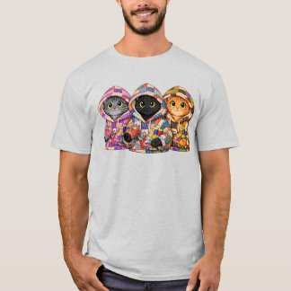 Katten in T-shirts van hergebruikte quilt truien