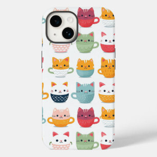 Katten in thee koffiekopjes Cute Kleurrijk Patroon Case-Mate iPhone 14 Hoesje