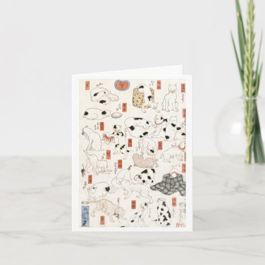 Katten  Japans Woodblock Note Kaart (Voorkant)