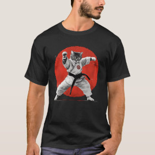 Katten Karate Judo Japan Japanse Vlag Grappig Kung T-shirt