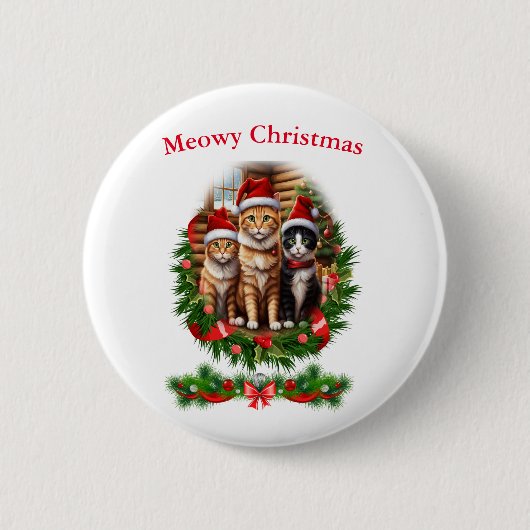 Katten Kerst Buttonnen Ronde Button 5,7 Cm (Voorkant)