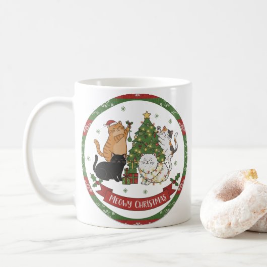 Katten Kerst Mok - Kerstcadeau (Met donut)