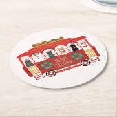 Katten Kerst Trolly Meowy Kerstmis Ronde Kartonnen Onderzetter (Gebogen)