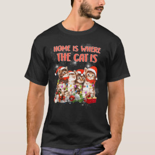 Katten kerstbomen thuis waar mijn kat is t-shirt