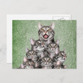 Katten kerstboom feestdagenkaart (Voorkant / Achterkant)