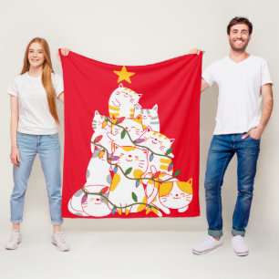 Katten kerstboom Funny Cats Kerstmis Fleece Deken