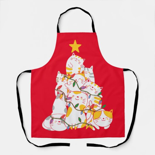 Katten kerstboom Funny Cats Kerstmis Schort (Voorkant)