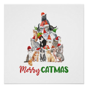 Katten Kerstboom Kattenliefhebber Kerstvakantie Perfect Poster