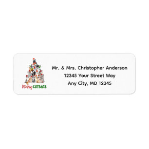 Katten Kerstboom Kattenliefhebber retouradres Etiket