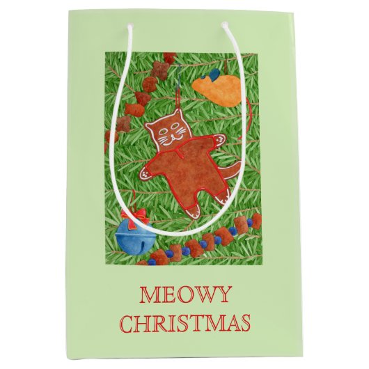 KATTEN KERSTBOOM Medium Gift Bag Medium Cadeauzakje (Voorkant)