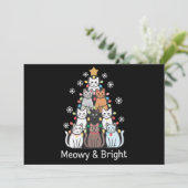 Katten Kerstboom Meowy Bright Schattige Xmas Feestdagenkaart (Staand voorkant)