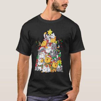 Katten Kerstboom Xmas Meisjes Jongens Meowy Catmas T-shirt