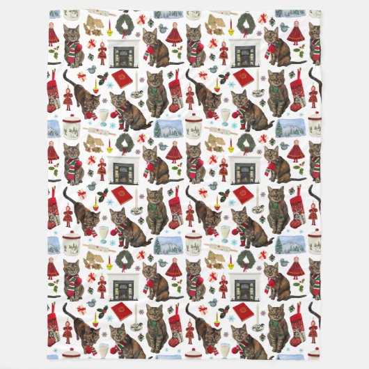 Katten Kerstdeken Fleece Deken (Voorkant)