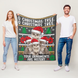 Katten kerstkerstShirt Funny Ornaments Pajama Fami Fleece Deken