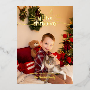 Katten Kerstmis Katten Snorharen Oren Foto Goud Folie Feestdagenkaart