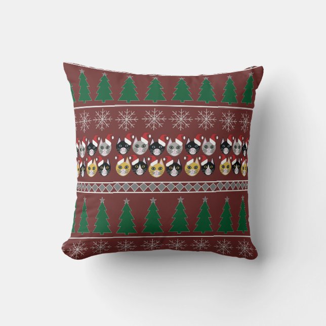 Katten Kerstmis  Kussen (Voorkant)