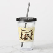 Katten Kittens lopen met paraplu's Sneeuwgeel Acryl Drinkbeker (Achterkant)