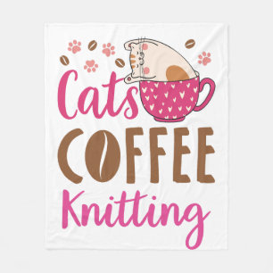 Katten Koffie Breien Fleece Deken