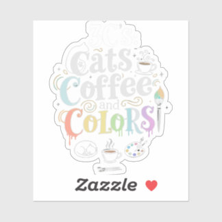 Katten Koffie en Kleuren Sticker
