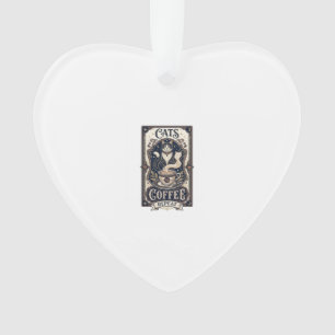 Katten Koffie Herhaal Kat Koffie Vintage Vector Ku Ornament