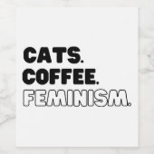 Katten Koffiefeminisme Wijn Etiket (Enkel label)