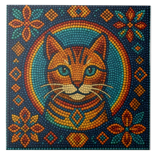 Katten kraalontwerp tegeltje (Voorkant)