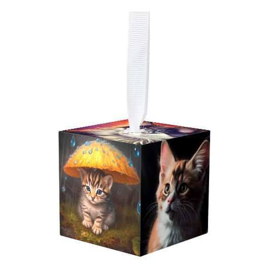 Katten Kubus Ornament (Voorkant hoekig)
