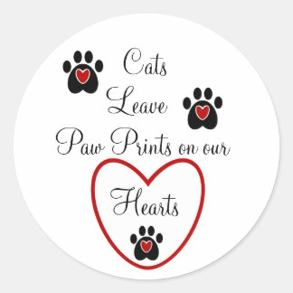  katten Laat Paw Prints op onze harten Ronde Sticker