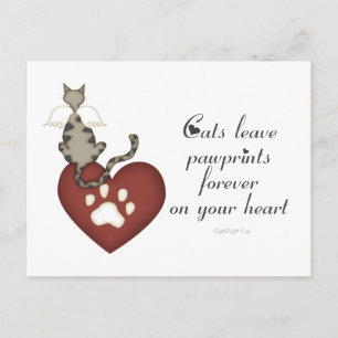 Katten laten poetafdrukken op je hart briefkaart