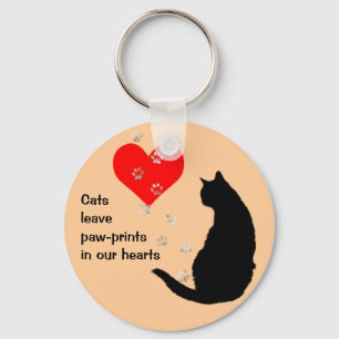 Katten laten prints achter in ons hart sleutelhanger