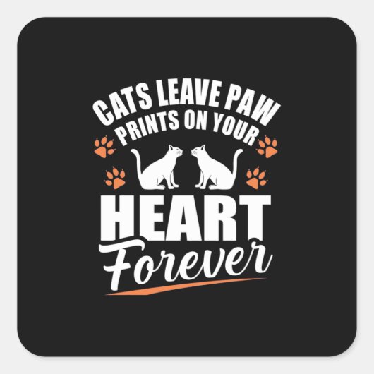 Katten laten verfdrukken op je hart vierkante sticker (Voorkant)