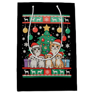 Katten lelijke kerstboom lichten Xmas vakantie Medium Cadeauzakje