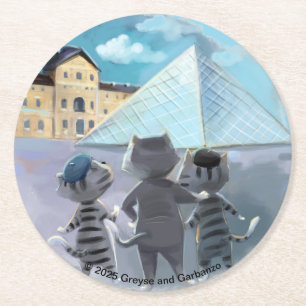 Katten Louvre Parijs -Ronde Papieren Onderzetters
