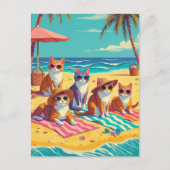 Katten luieren op het strand briefkaart (Voorkant)