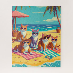 Katten luieren op het strand legpuzzel