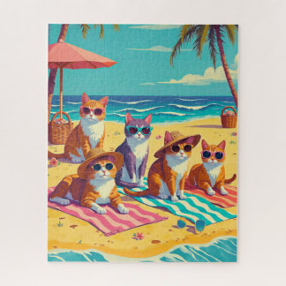 Katten luieren op het strand legpuzzel
