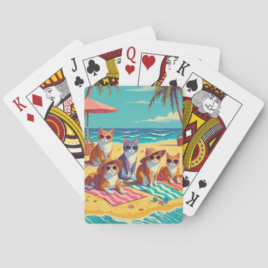 Katten luieren op het strand pokerkaarten (Achterkant)