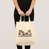 Katten maken alles beter Schattige Canvas tas (Voorkant (product))
