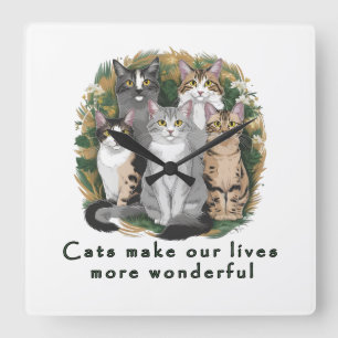 Katten maken ons leven wonderbaarlijker Mooie Katt Vierkante Klok