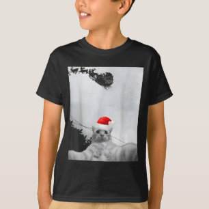 Katten Meme Grappige Kat Selfie Met Kerstman Hoed T-shirt
