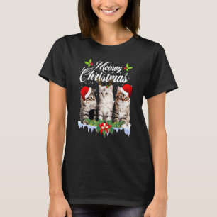 Katten Meowy Familie Bijpassende Kerst Pyjama's Si T-shirt