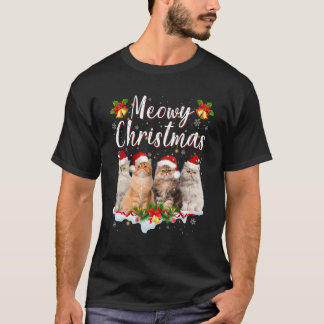 Katten Meowy Familie Bijpassende Kerst Pyjama's Si T-shirt