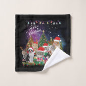 Katten Merry Kerstlight Bad Handdoek (Wasdoekje)